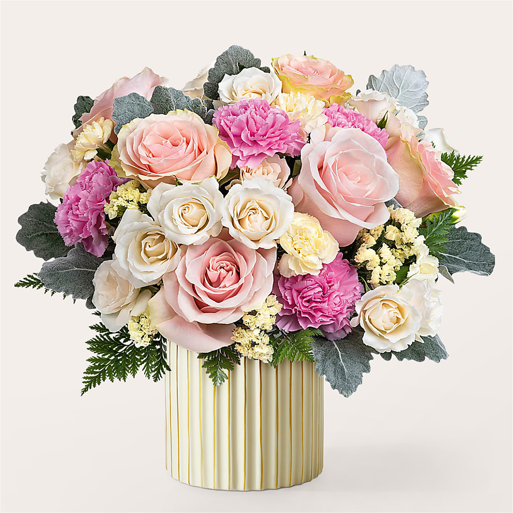 Blissful Moments Bouquet with Ivory Vase – HORTENSIA'S FLOWERS, Carlsbad CA