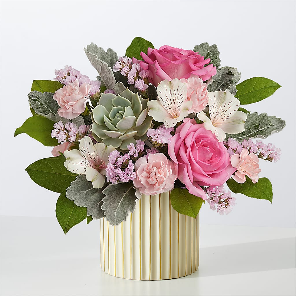 Dusty Rose Bouquet with Ivory Vase – HORTENSIA'S FLOWERS, Carlsbad CA