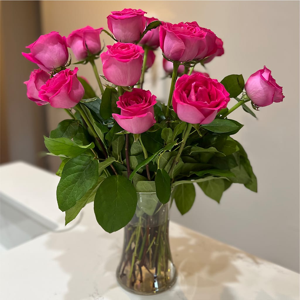 Long Stem Pink Rose Bouquet – HORTENSIA'S FLOWERS, Carlsbad CA
