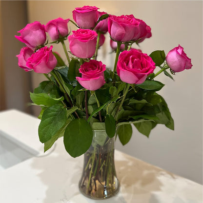Long Stem Pink Rose Bouquet – HORTENSIA'S FLOWERS, Carlsbad CA