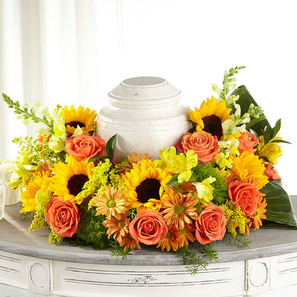 Faithful Sunflower Cremation Adornment – HORTENSIA'S FLOWERS, Carlsbad CA