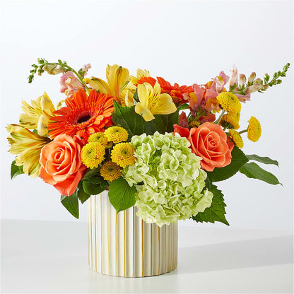 Autumn Sunshine Bouquet with Ivory Vase – HORTENSIA'S FLOWERS, Carlsbad CA