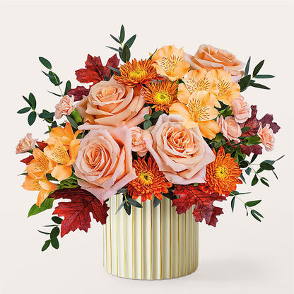 Spiced Latte Bouquet with Ivory Vase – HORTENSIA'S FLOWERS, Carlsbad CA