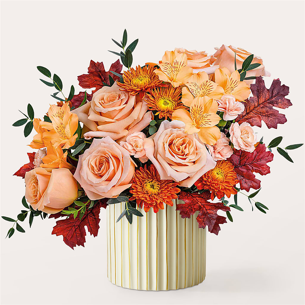 Spiced Latte Bouquet with Ivory Vase – HORTENSIA'S FLOWERS, Carlsbad CA