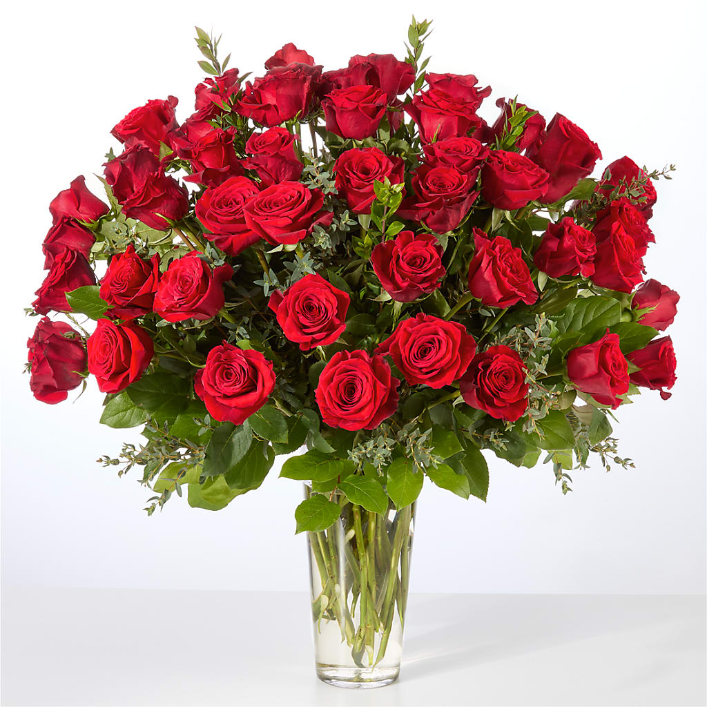Forever Yours Fifty Stem Red Rose Bouquet – HORTENSIA'S FLOWERS, Carlsbad CA