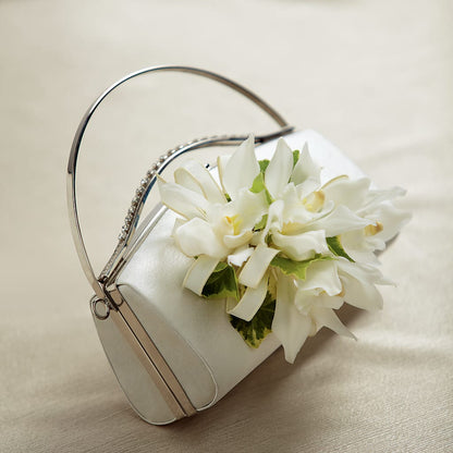 White Purse Decor – HORTENSIA'S FLOWERS, Carlsbad CA