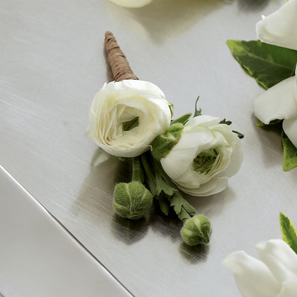 White Ranunculus Boutonniere – HORTENSIA'S FLOWERS, Carlsbad CA